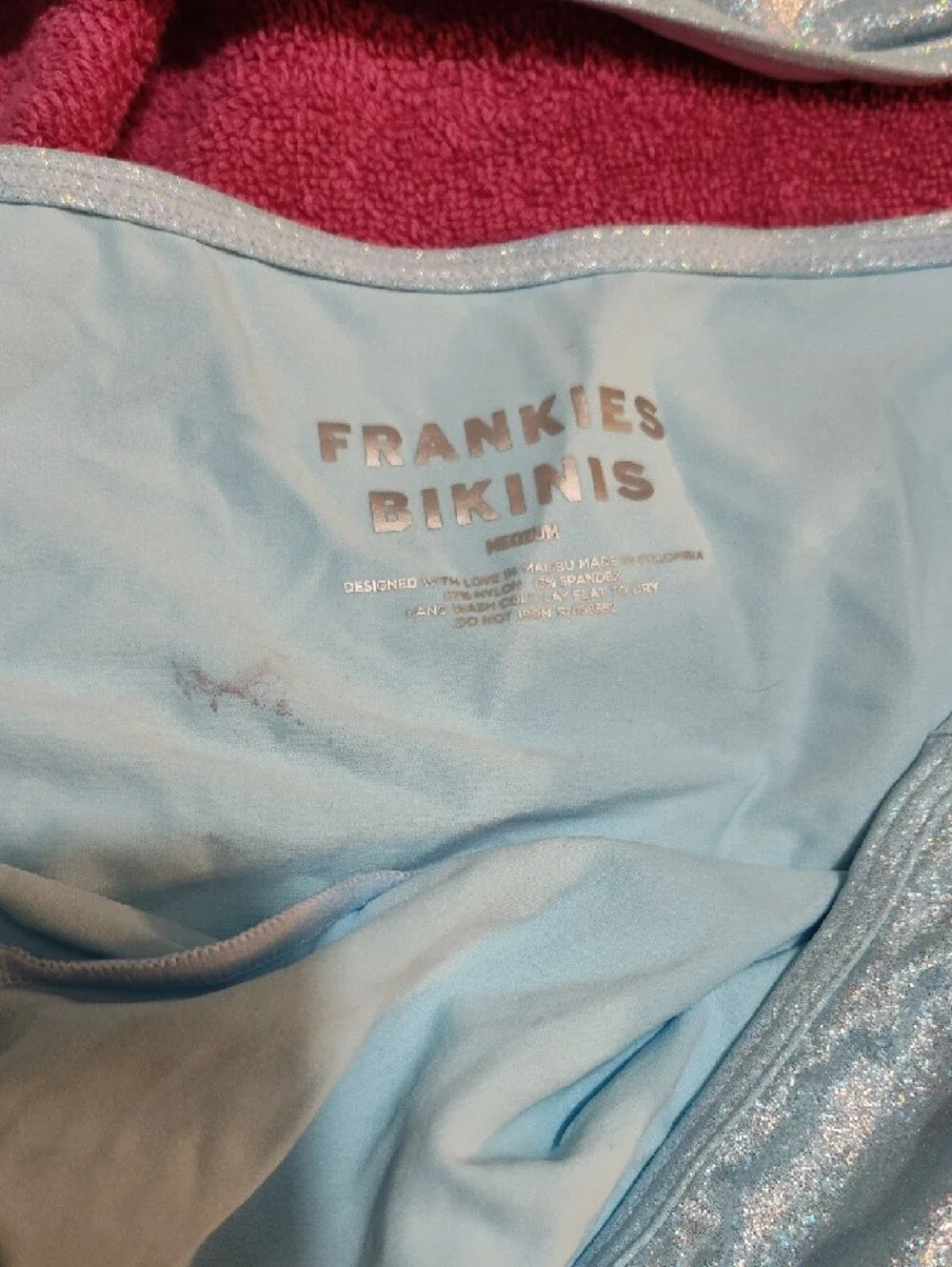 Frankie's Bikinis Light Blue Shimmer Top And Skirt